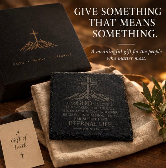 John 3:16 Black Slate Coaster