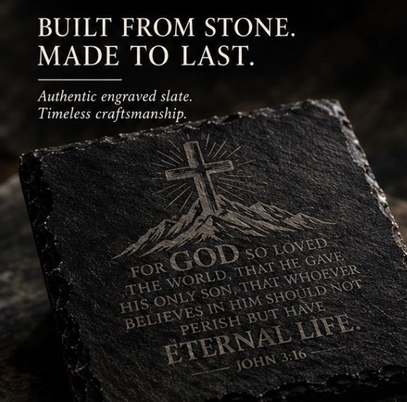 John 3:16 Black Slate Coaster